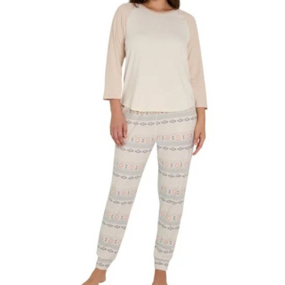 Tan Eddie Bauer Raglan Pajama Set - 3X